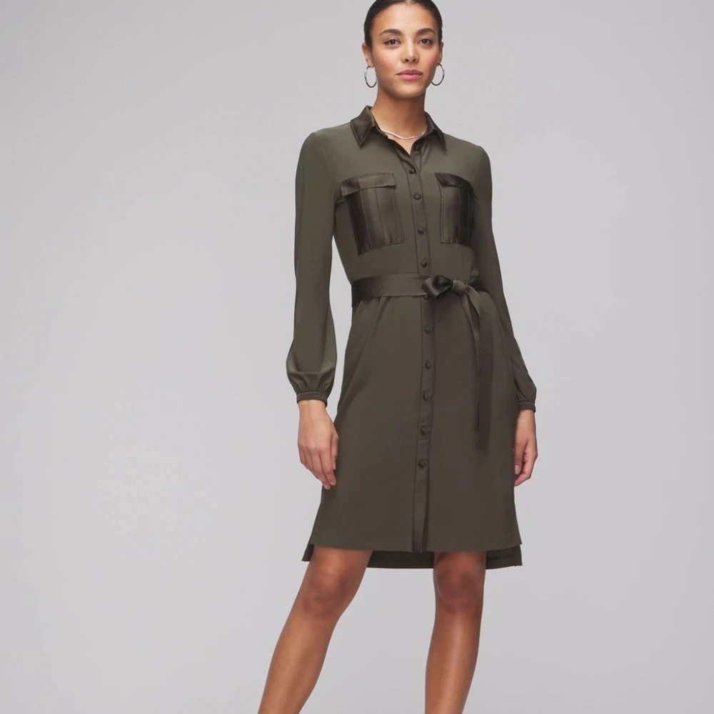 NWT White House Black Market Long Sleeve Matte Jersey Shirtdress